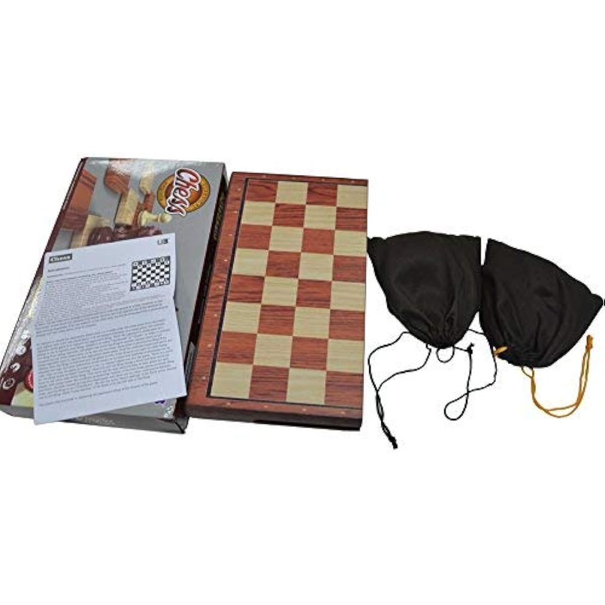 Wood Grain Chess Set Magnetic Chess Pieces Bottom Hip Plastic Portable Foldable Chess Board & Durable, 3 Dimensions (L)