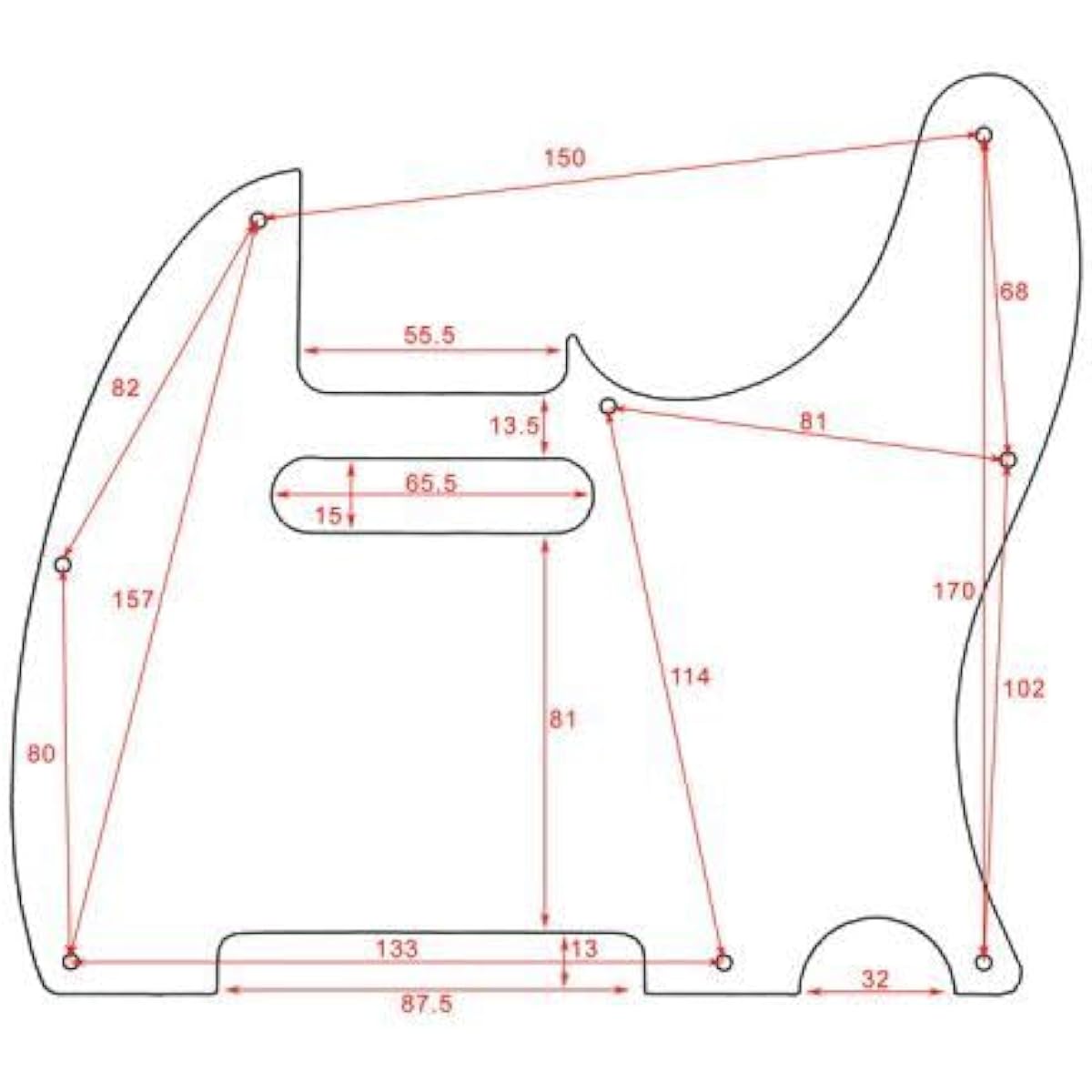 StewMac Telecaster Relic Pickguard White Black White 3PLY