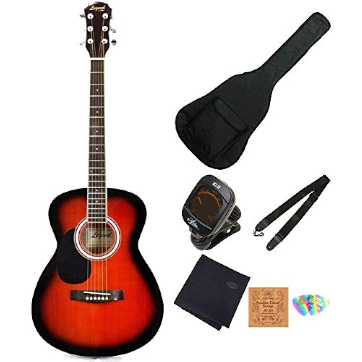 Legend by Aria FG-15 LH/BS Lefty Acoustic Guitar Beginner Set Aria Sunburst Left Hand
