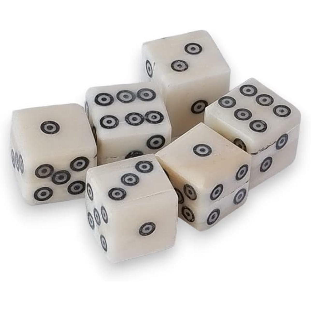 Cords Essentials d6 Viking/Medieval Gambling Bone Dice Set, 6-9/16 inches (14-15mm) Thick (Bone) 14MM