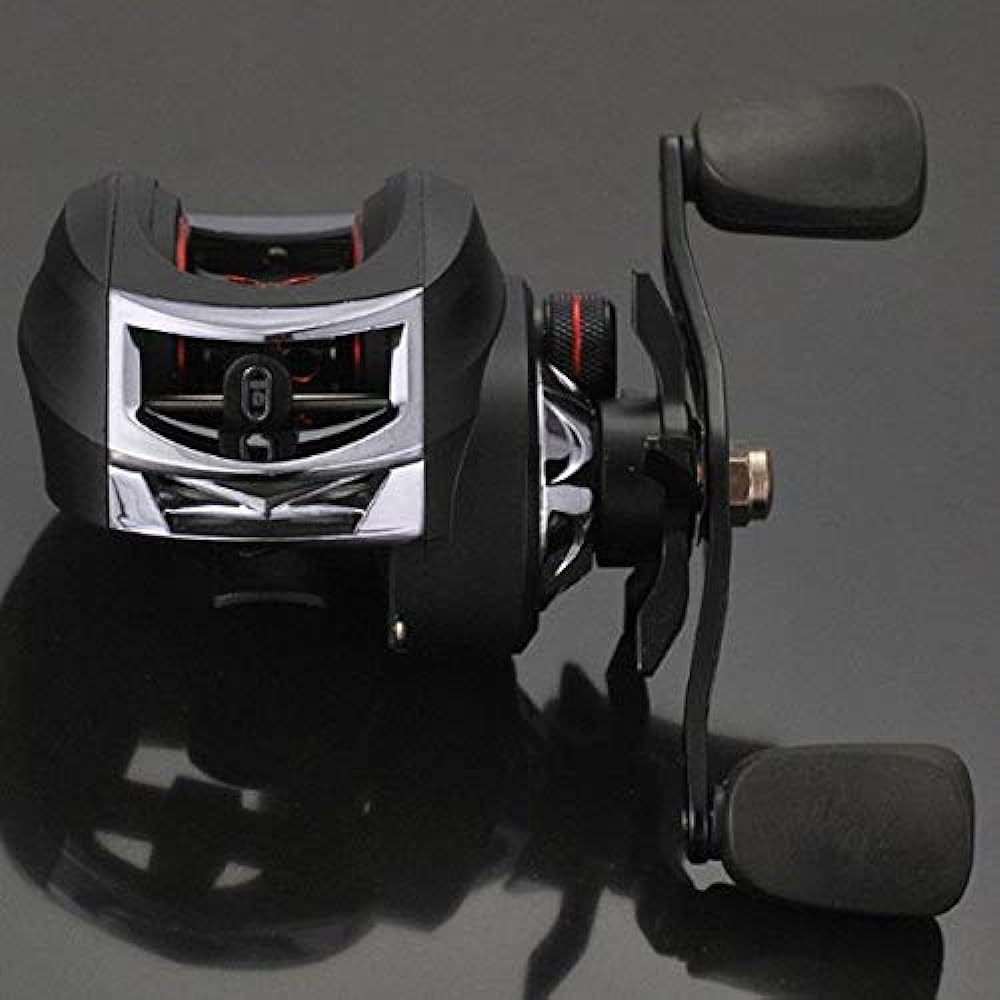 Wellvie Octopus Fishing Bait Reel Bass Fishing 6.3:1 13+1BB AC200 Double Axis Reel for Beginners Sea Fishing River Fishing (Left Hand/Black)