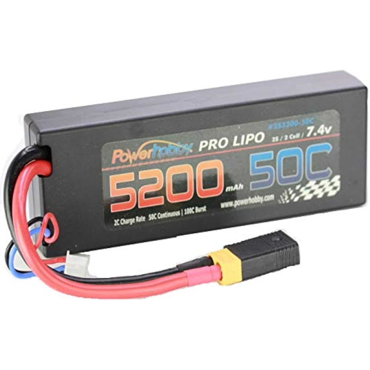 Hobbypower PowerHobby 2S 7.4V 5200mAh 50C LiPo Battery W XT60 Plug + Traxxas Plug Adapter 2 Cells (2) Compatible Models: Slash 4x4 4WD 2WD Stampede Rustler E-Revo E-Maxx Spartan M41 X-Maxx Brushless VXL