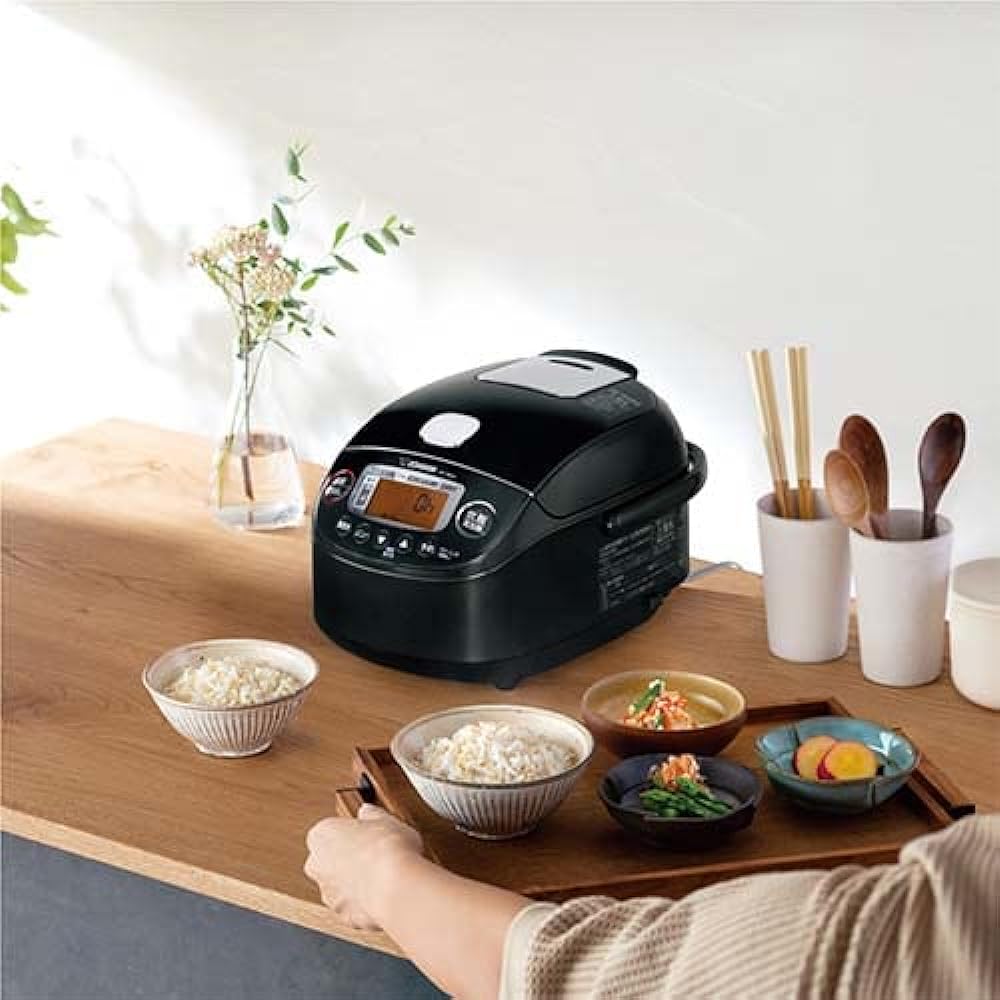 Zojirushi Mahobin Rice Cooker 3 Cups Pressure IH Type Extreme Cooking Black Maru Thick Pot Black NP-RN05-BA