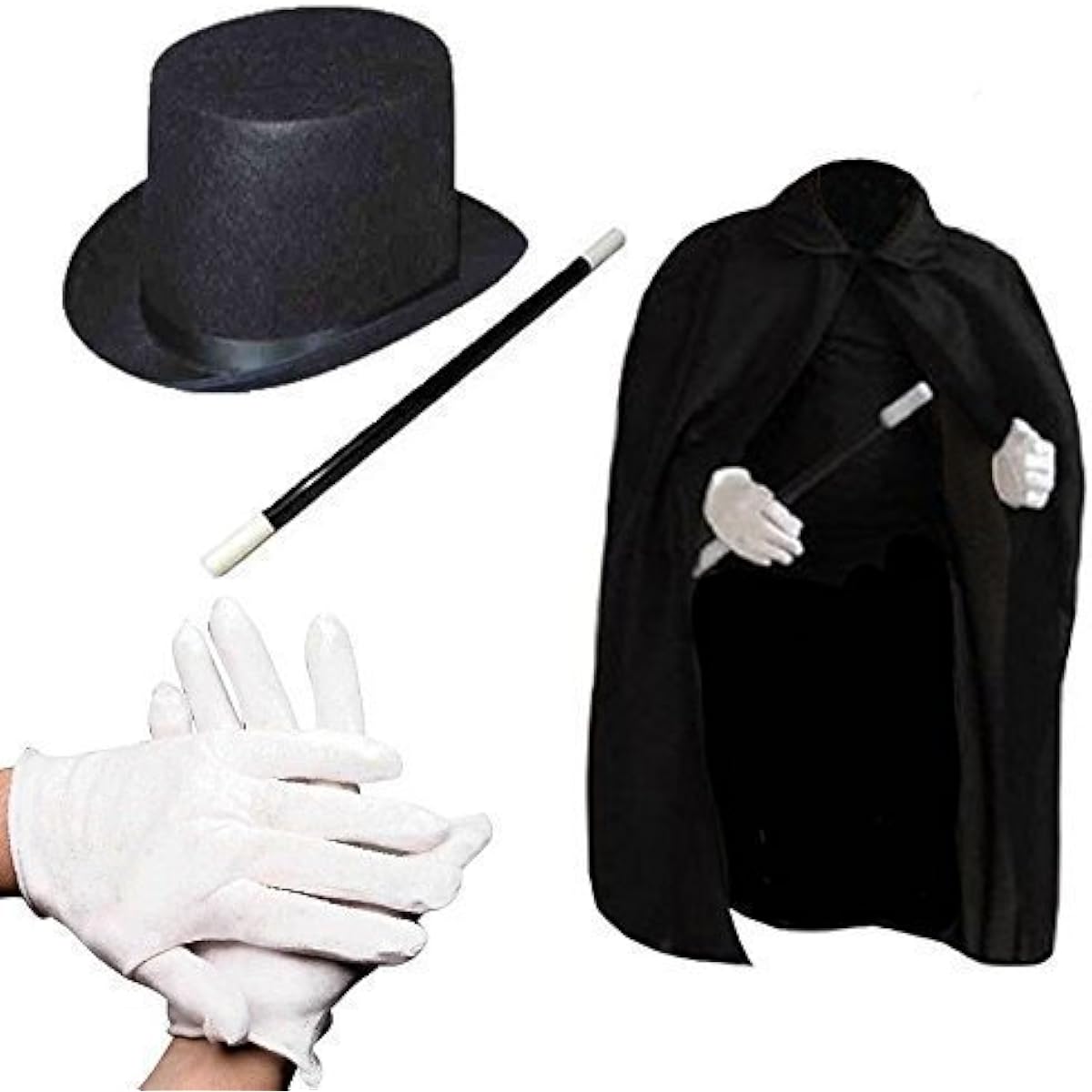 Pretex Kids Magician Costume Kids Toy Kit Set for Boys and Girls with Top Hat, Cape, Magic Wand, White Gloves for Magic Shows and Halloween Costumes | Perfect for Toddlers and Kids Ages 6-12