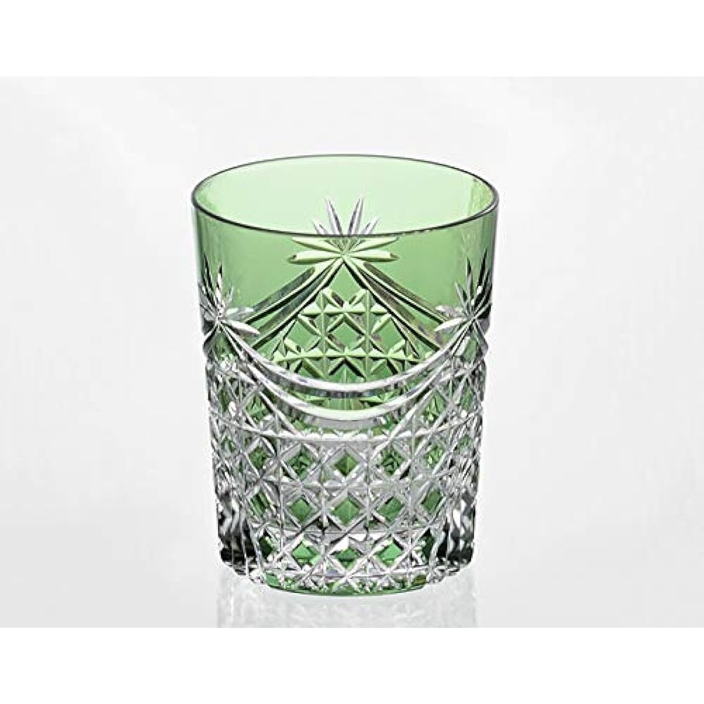 Kagami Crystal Pair Lock Glass Red Blue 240cc Edo Kiriko Square basket pattern on curtain fold TPS370-2835AB