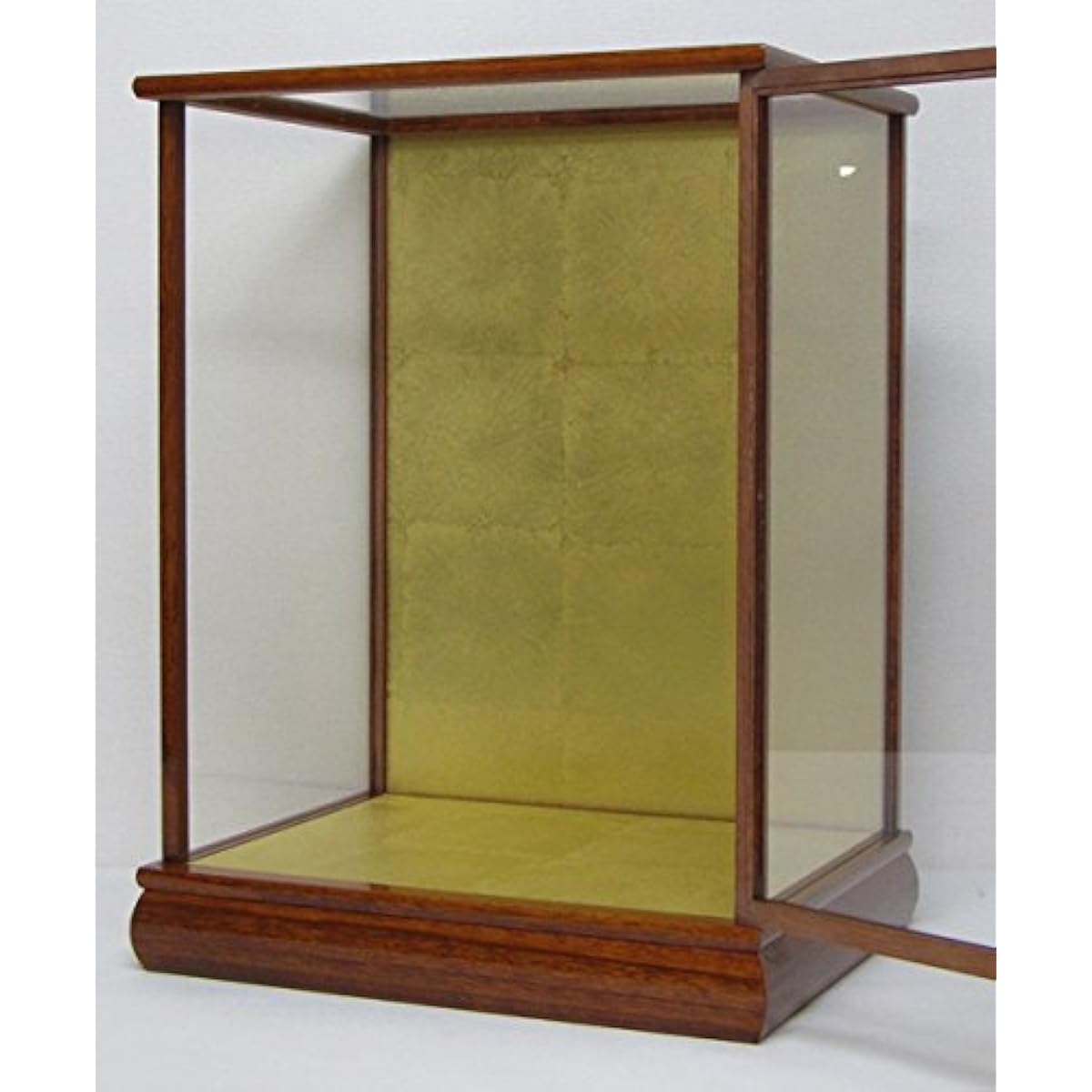 Doll case, checkered doll case, width 36cm, depth 27cm, height 36, 46, 52, 56cm (glass dimensions), glass case, wooden, with door, zelkova lacquer, for Hakata dolls, for Japanese dolls (height 46cm)