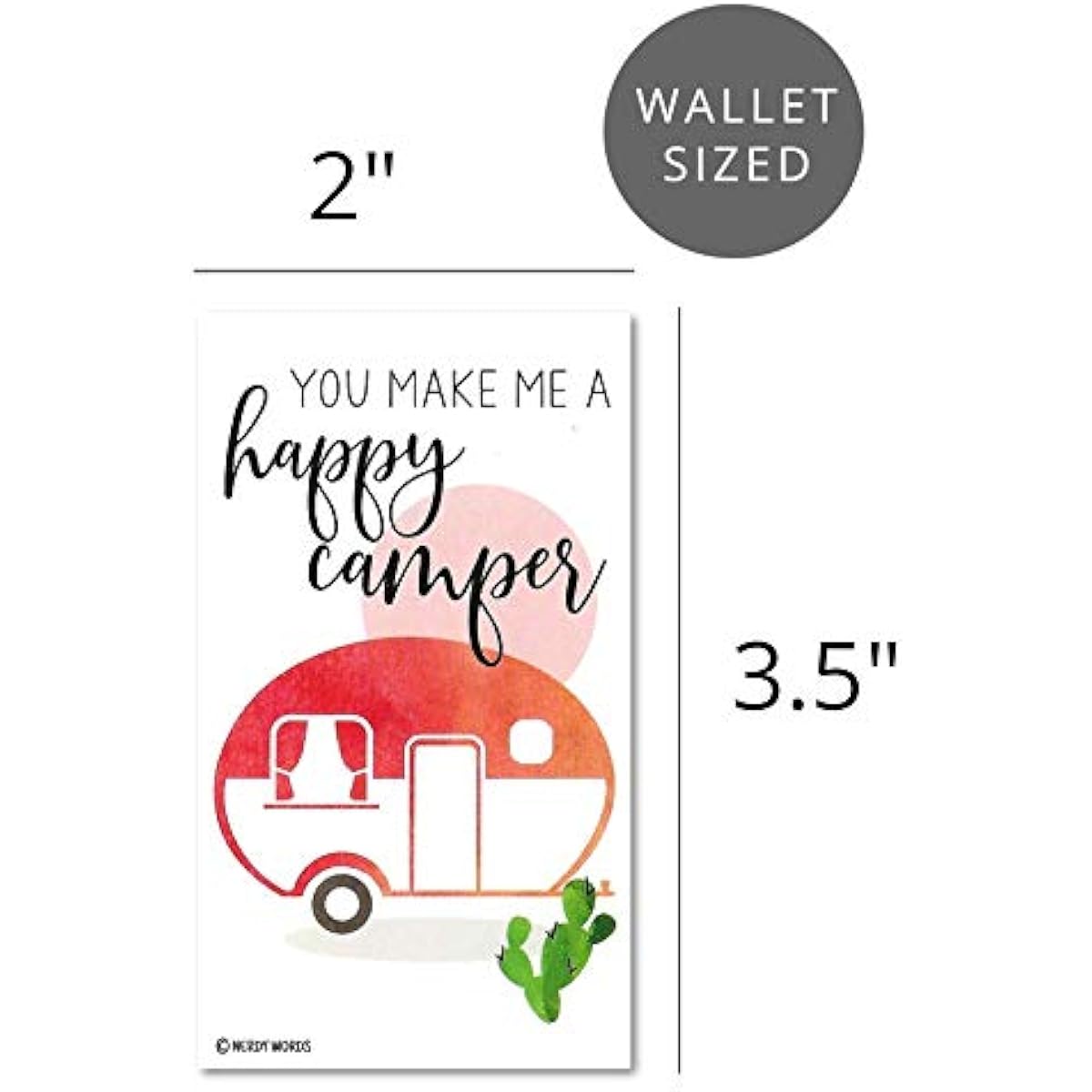 Nerdy Words Mini Camping Moose Lantern Camper Canoe Paddle Valentine Set of 24 Wallet Size Cards Valentine's Day