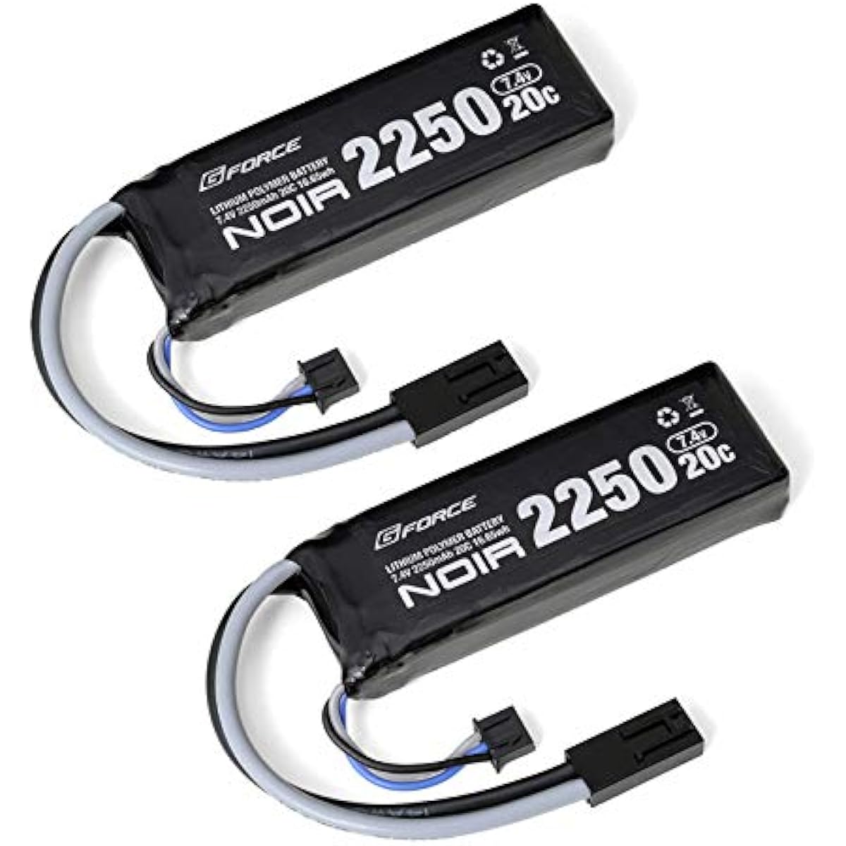G FORCE Noir LiPo 7.4V 2250mAh electric gun mini S LiPo battery set of 2