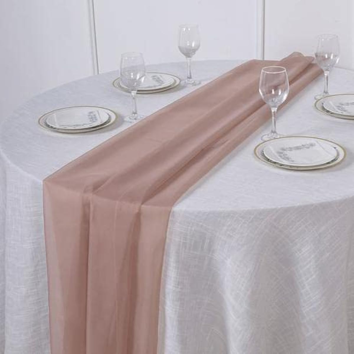 Efavormart 6ft Dusty Rose Premium Chiffon Table Runner for Party Dining Banquet Event Restaurant Kitchen Home Multipurpose