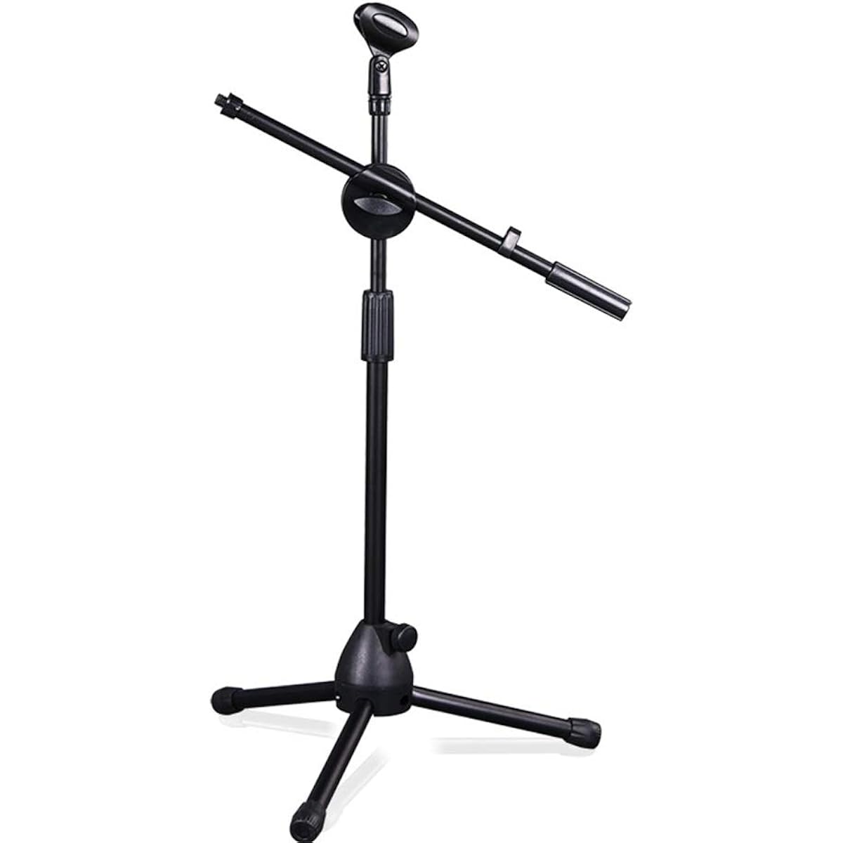 Desktop Microphone Stand Mini Version of Guitar Erhu Sound Source Floor Microphone Triangle Bracket Stand Conference Seminar Live Speech (Color: Black, Size: 45-75cm)