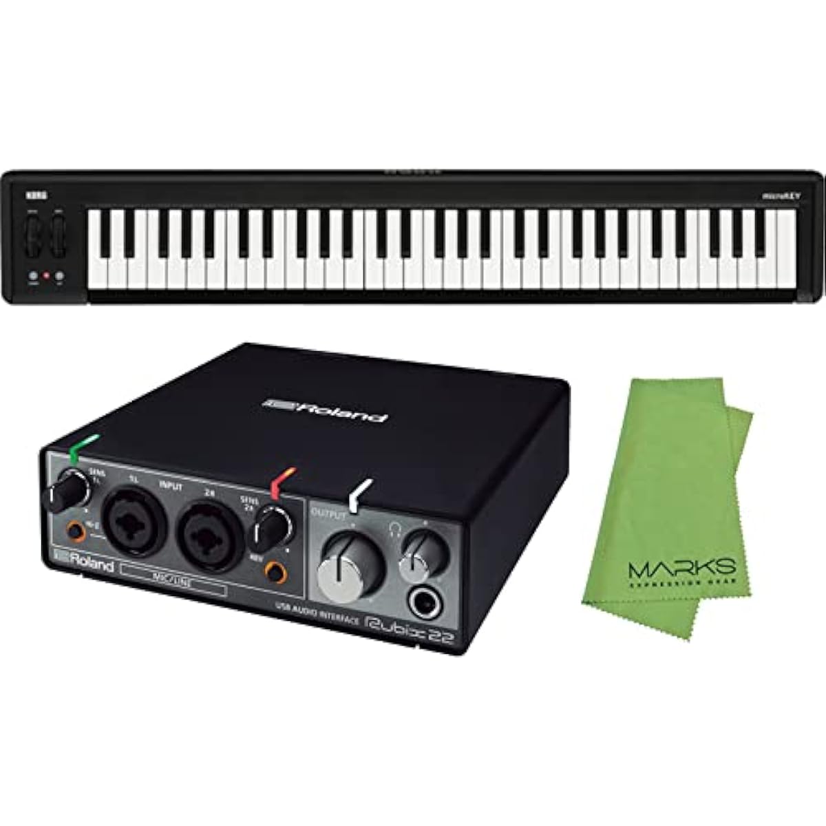 Roland Audio Interface Rubix22 + KORG USB/MIDI Keyboard microKEY2-61 Set