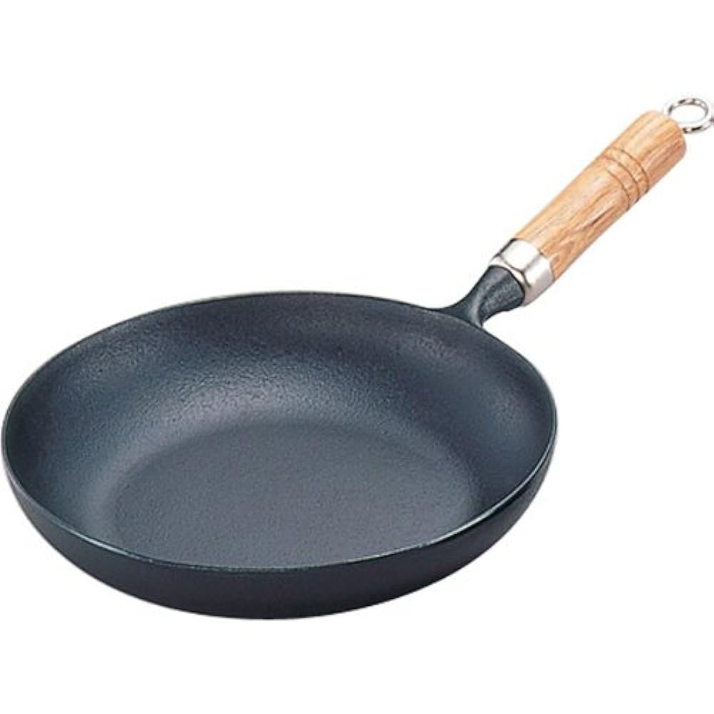 Iwachu Omelet Pan 24 (with Wooden Handle), Black Baked, Inner Diameter 23.5cm, IH Compatible, Frying Pan, Nambu Tekki 24006