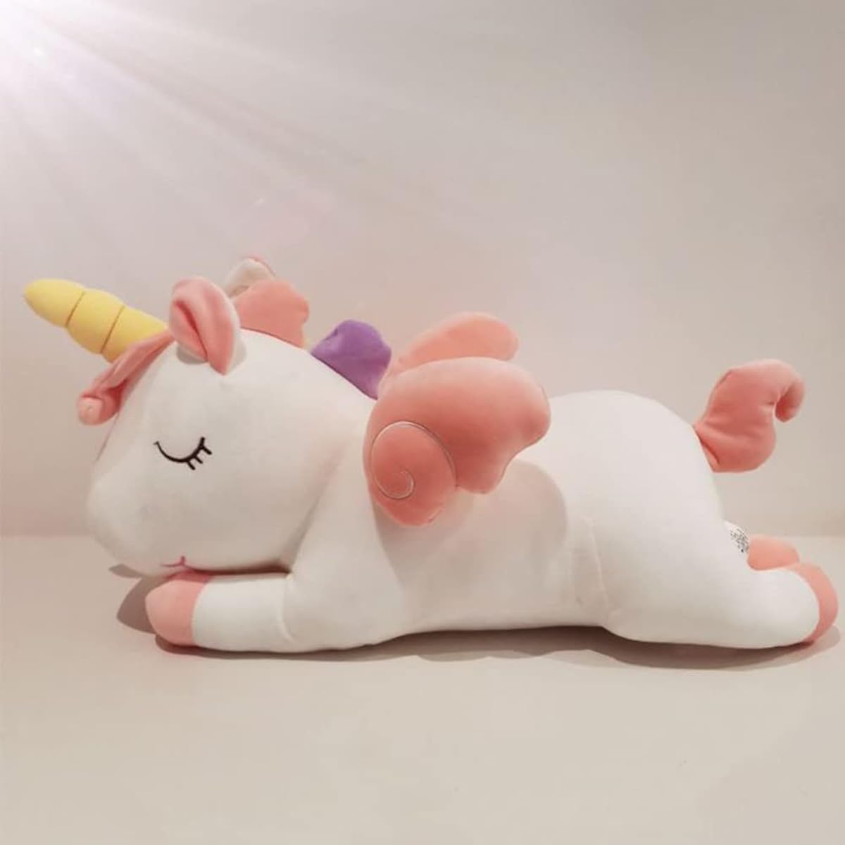 Seyomi 15.7 Inch Cute Unicorn Plush Toy with Small Feathers on the Back Soft Pillow Kids Gift Party Home Decor (White)