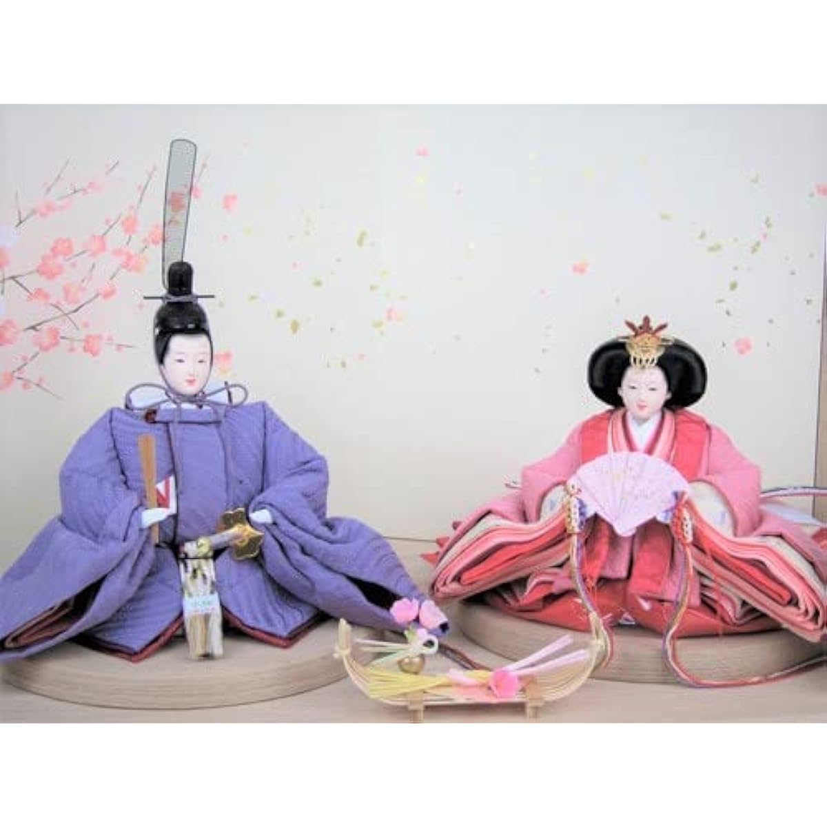 Hina dolls, plant-dyed prince and princess ornaments, YN0110H, width 50 x depth 32 x height 34 cm, Hina dolls, flat ornaments, plant-dyed costumes