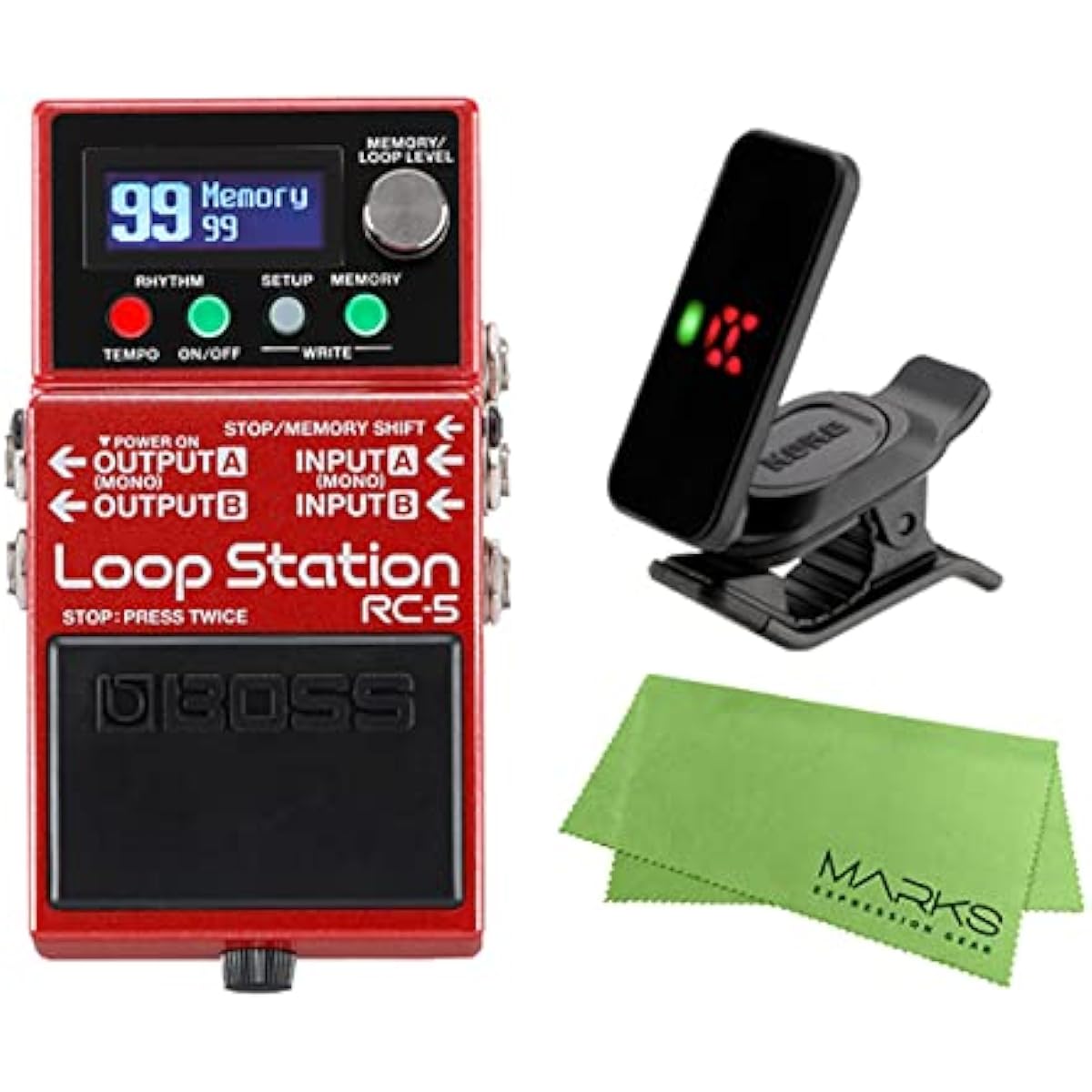 BOSS - Guitar effector/looper RC-5 Loop Station + KORG Pitchclip 2 PC-2 + Mark's original cloth set...