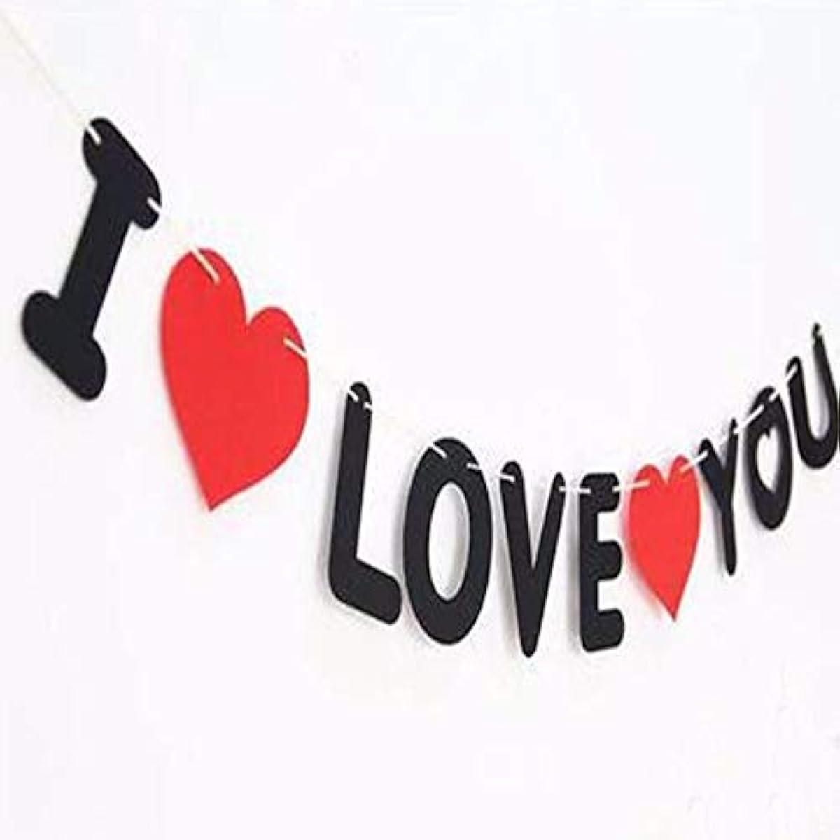 SOI ® 17" I Love You Letter Red Banner for Anniversary Engagement Valentine Couples Party Decorations (I Love You Banner)