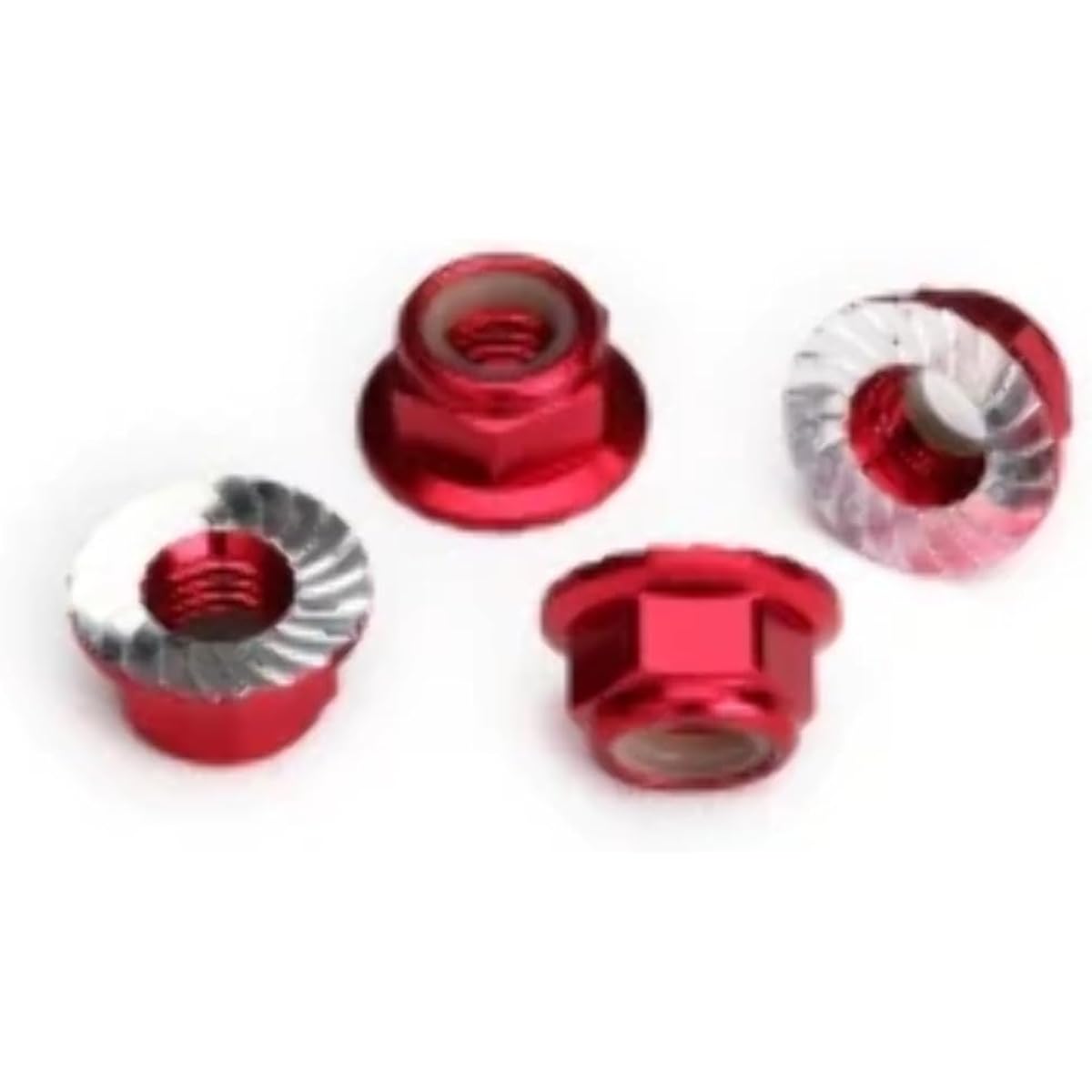 Traxxas 8447R Red Serrated Aluminum 5mm Flanged Nylon Lock Nut