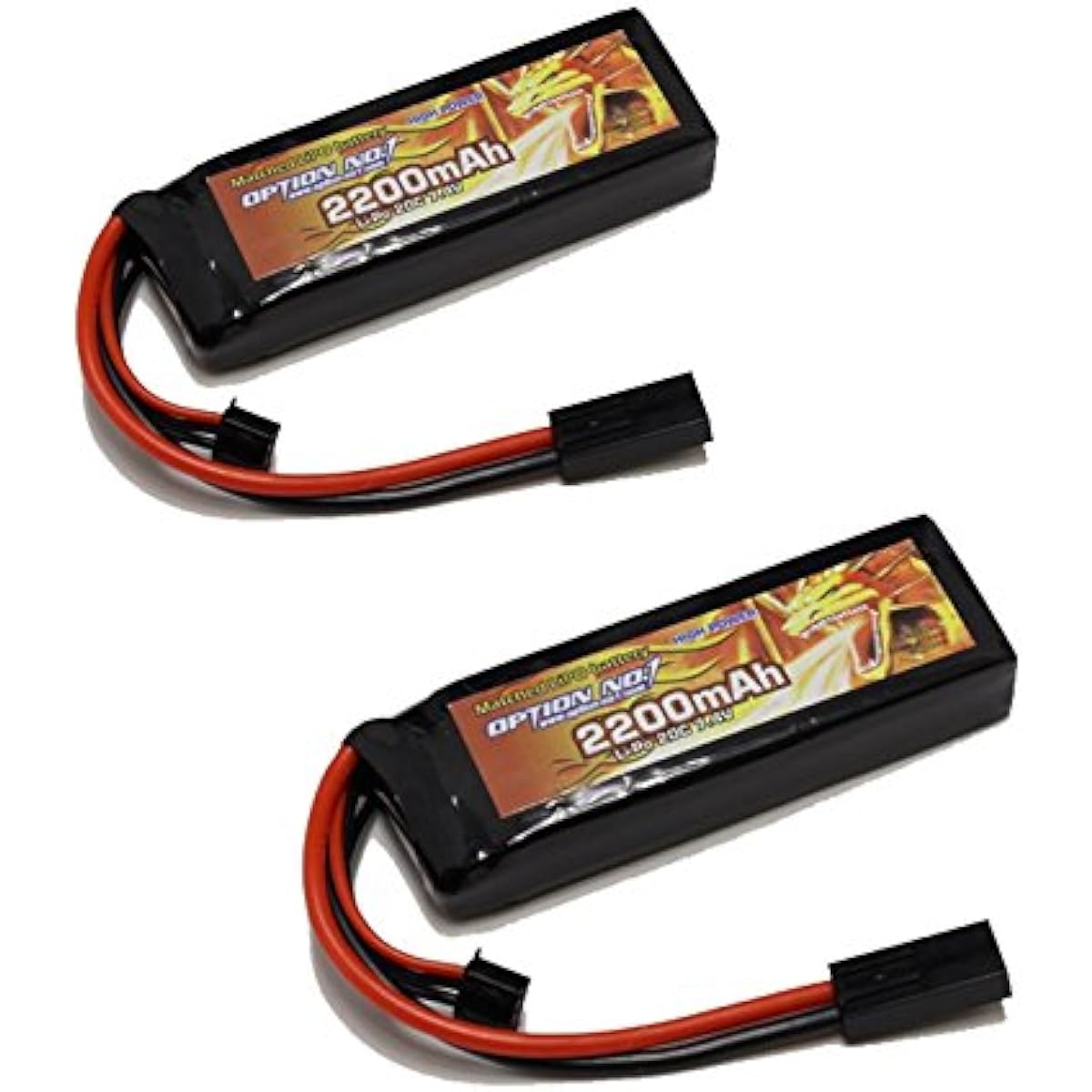 OPTION No.1 LiPo Battery High Power 2200mAh 7.4V (Marui Mini Connector) Set of 2