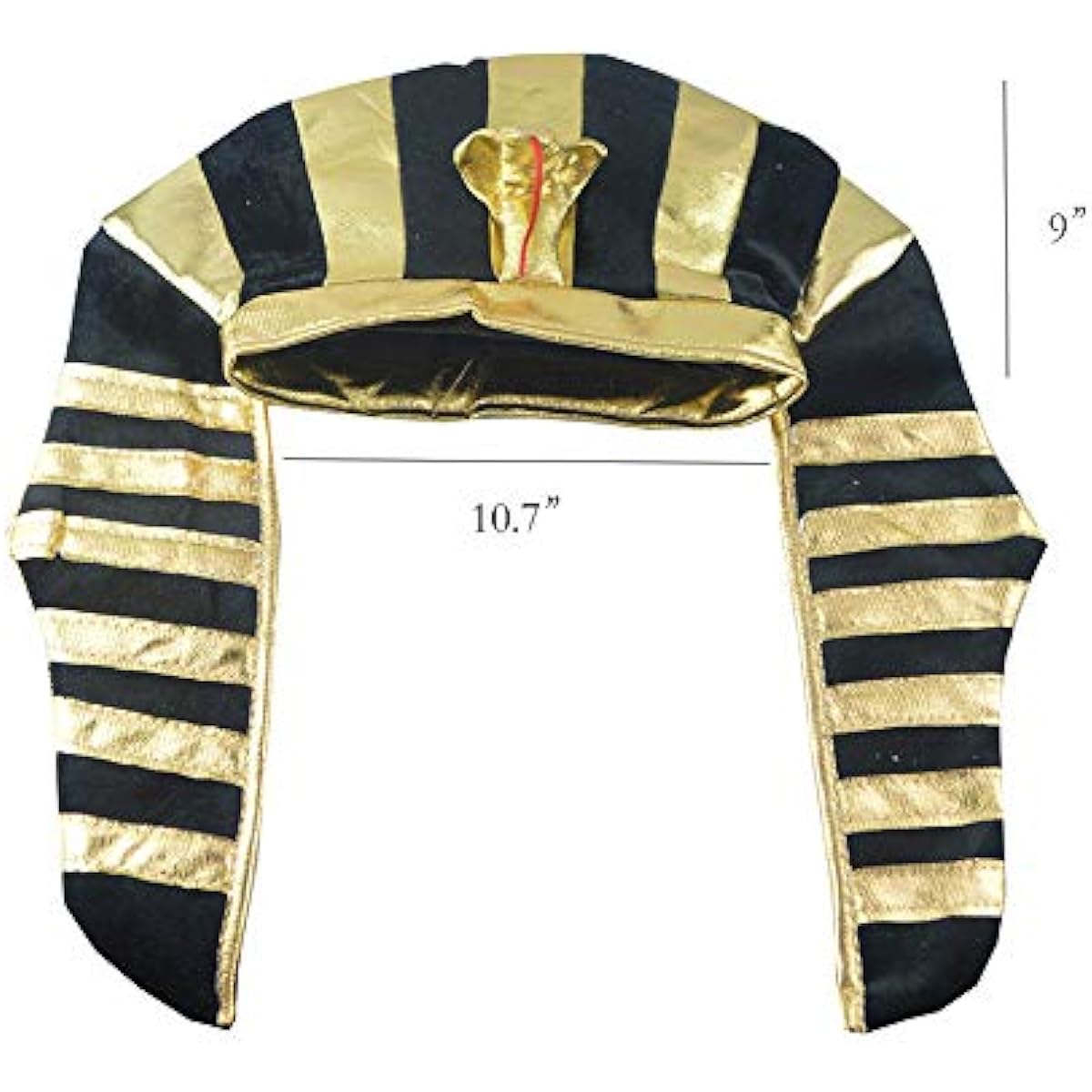 Pharaoh Costume by Pharaoh - Gold and Black Pharaoh Hat, Pharaoh King Headpiece, Gold Plated Cobra King for Halloween Dress Up Theme Party Supplies 2pcs (Hat & Shipper)