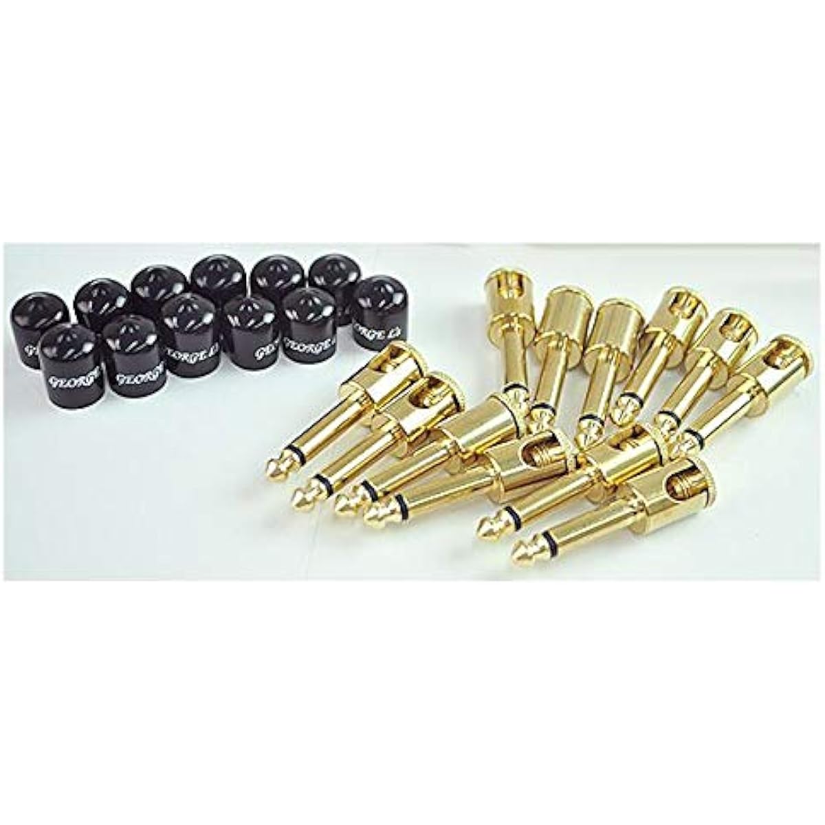 GEORGE L'S Phone Connector 225 PLUG Angled Brass 12pc Pack w/Jackets