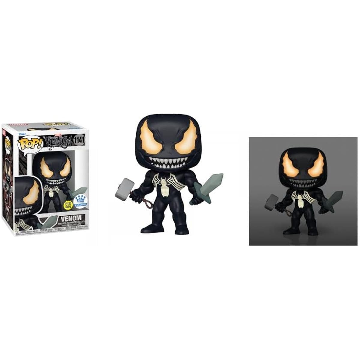 Funko Marvel Venom with Mjolnir and Sword Shop Glow in The Dark Exclusive Pop 1141