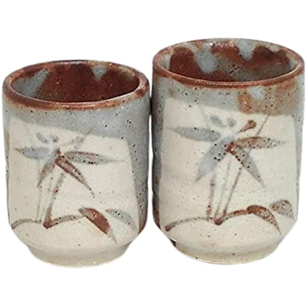 Ale-net Tea Cup Pair Set, Diameter 7.8cm x Height 8.5cm, Nashino Grape Crest Couple Tea Cup, Pair Tea Cup, Hand Painted Pottery, Mino Ware