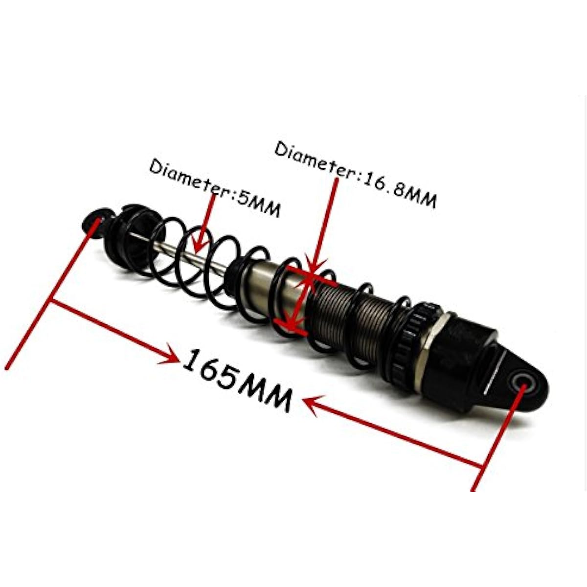 CrazyRacer Aluminum Big Bore Shocks (165mm) 5mm Steel Shaft 16.8mm Shock Body for 1/8 HPI Savage Flux HP X XL 4.6 5.9 A720 - Set of 4