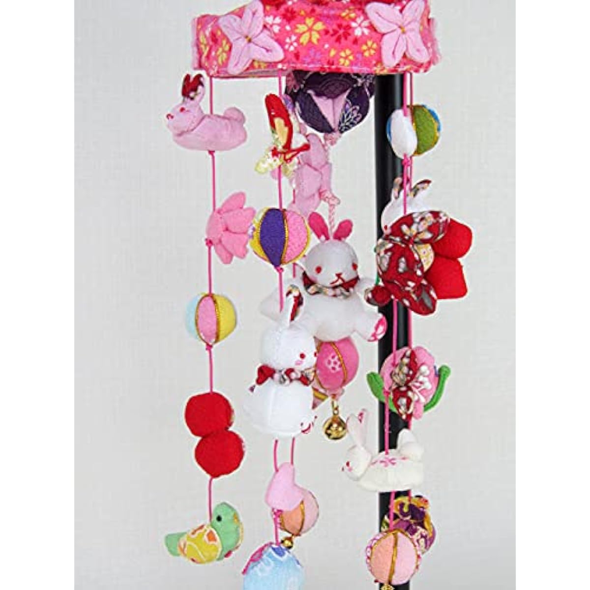 Hanging ornaments, hanging dolls, balls and cherry blossom rabbit (mini), 41cm tall with stand, hanging balls, Hina dolls, Hina dolls, celebration items