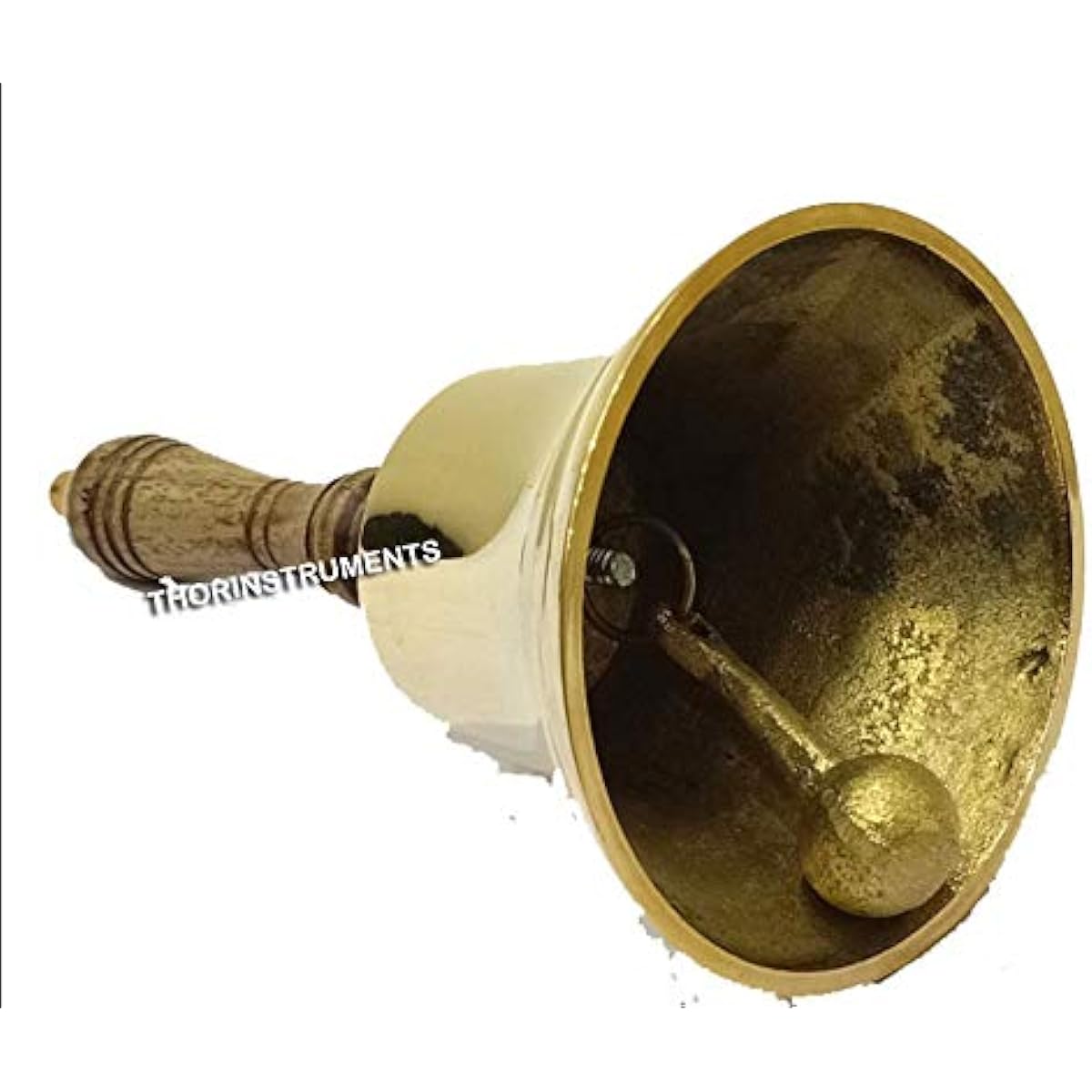 Solid Brass Nautical Hand Bell with Wooden Handle 7" Nautical Decor Halloween Decorations Costume