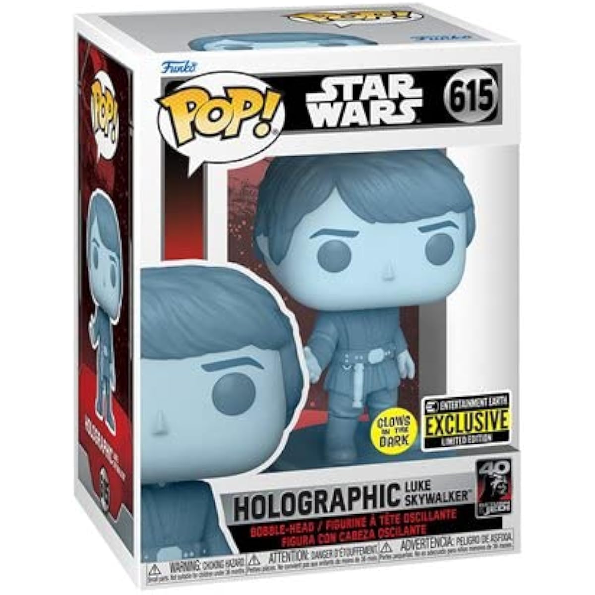 Funko POP! Star Wars: Return of the Jedi 40th Holographic Luke Glow in the Dark Pop! Vinyl Figure - Entertainment Earth Exclusive Includes Byron's Attic Pop Protector