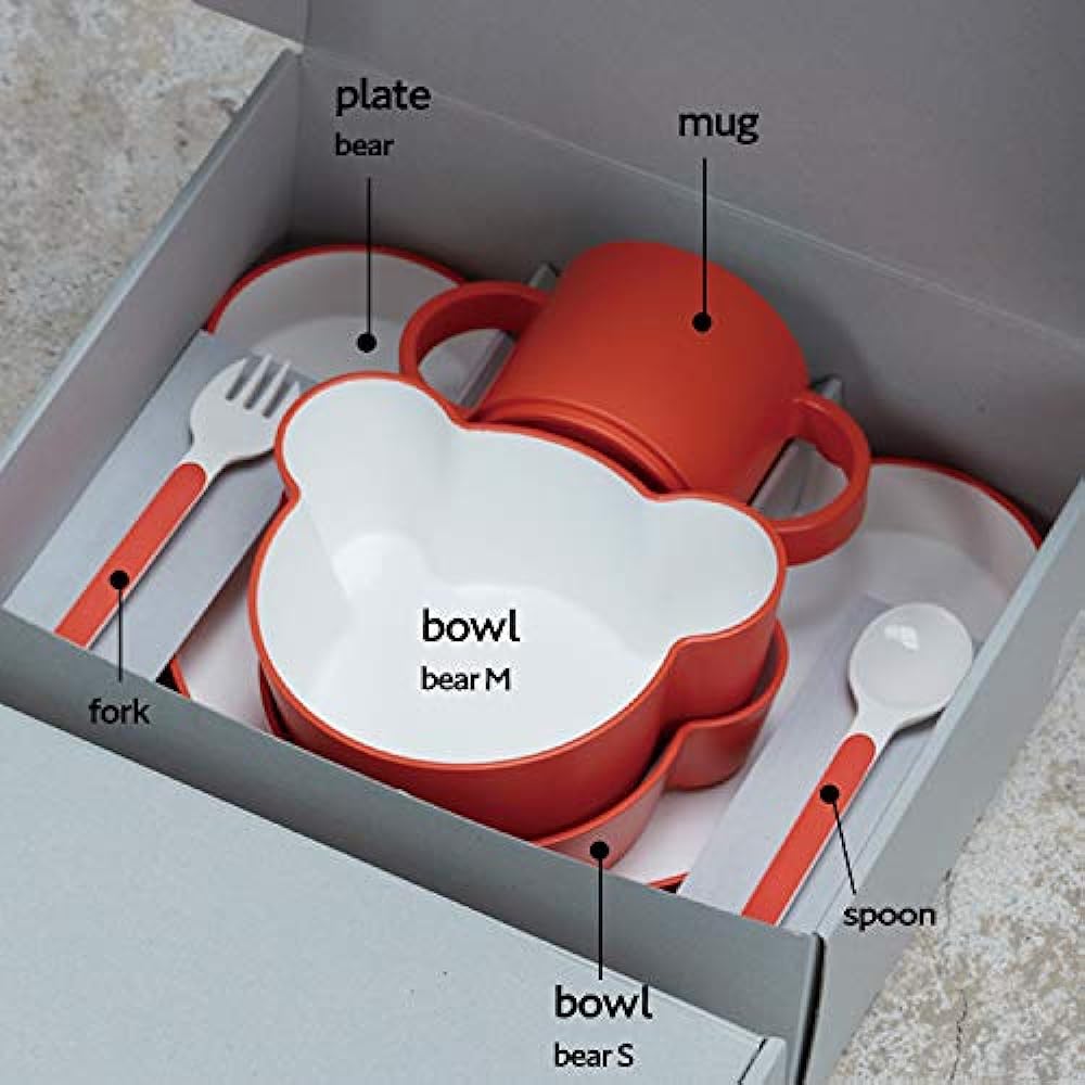 tak KIDS DISH Gift Box Cutlery Bear Gray JTN-1011-GY/Tak Kids Dish Dishwasher Safe (Gray) Children's Tableware