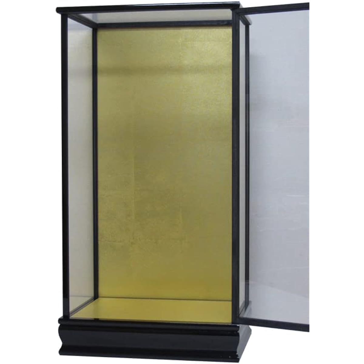 Kyoto Doll Case Width 36 x Depth 27 x Height 70cm (Inner Dimensions) Glass Case Wooden Door Type Black Mulberry Paint Yuino Hagoita Japanese Doll