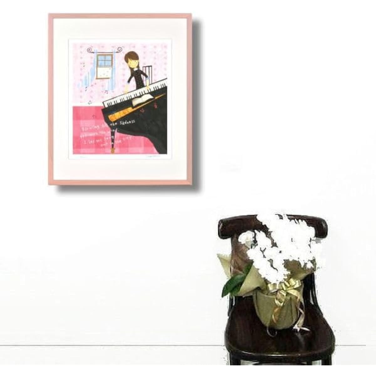 Tatsuo Hari "One Spring Day" Giclee Painting Limited to 300 copies Framed Portrait Music Instrument Performance Piano DG-HT199
