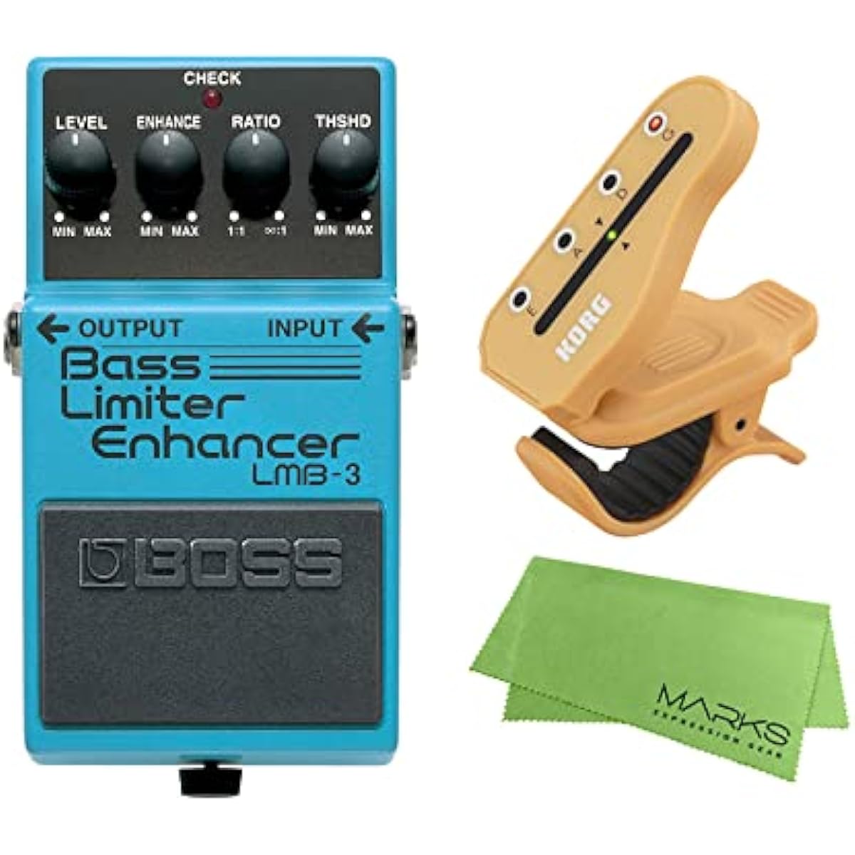 BOSS Bass Limiter Enhancer LMB-3 + KORG Clip Tuner HT-B1 Set
