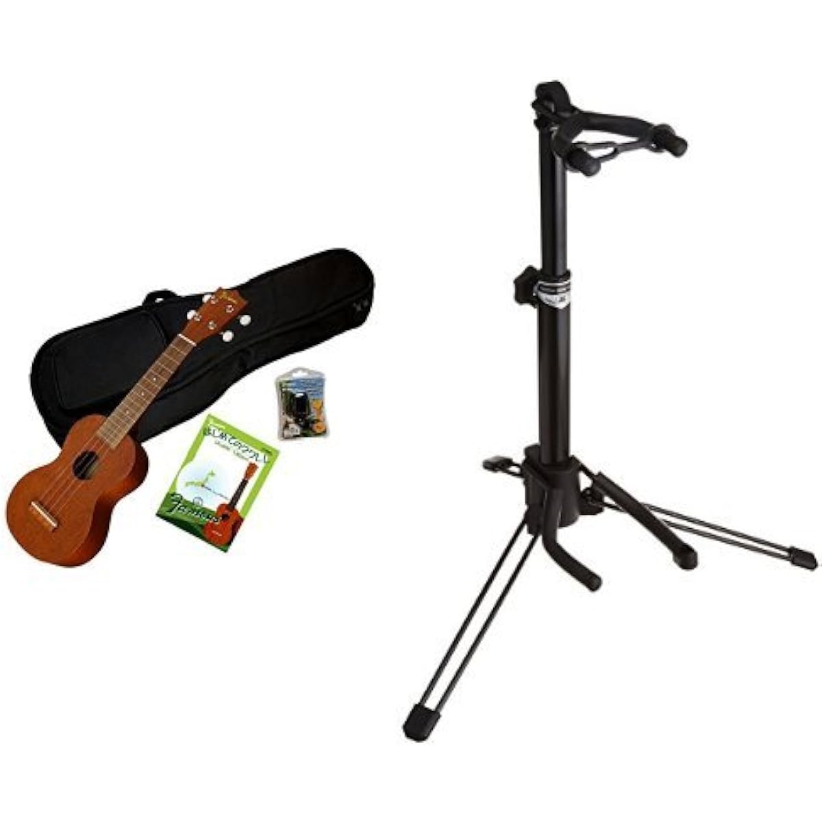 Famous Soprano Ukulele Set FS-1G and Wooden Stand US-02