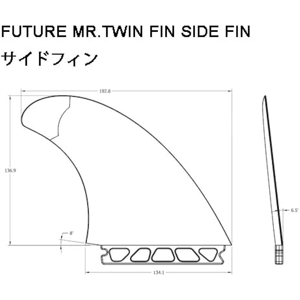 FUNKTION FUTURE Future compatible MR.TWIN 5.39"3.39" for surfboards 3 pieces set FKGFCC-FT-MR-TWIN