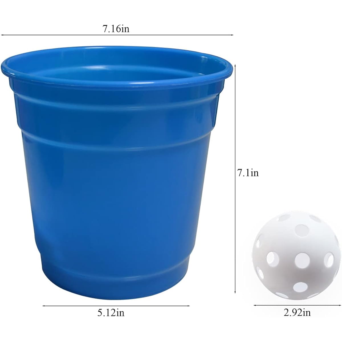 Foreverkeyu Large Giant Yard Pong Outdoor Game Set with 6 Buckets, 9 Inch, 2 Balls, 1 Mesh Bag, Bucket Tospon Set, Cup Pong Toss Game for Family/Party/Wedding/Event/Camping/Lawn/Indoor/Outdoor