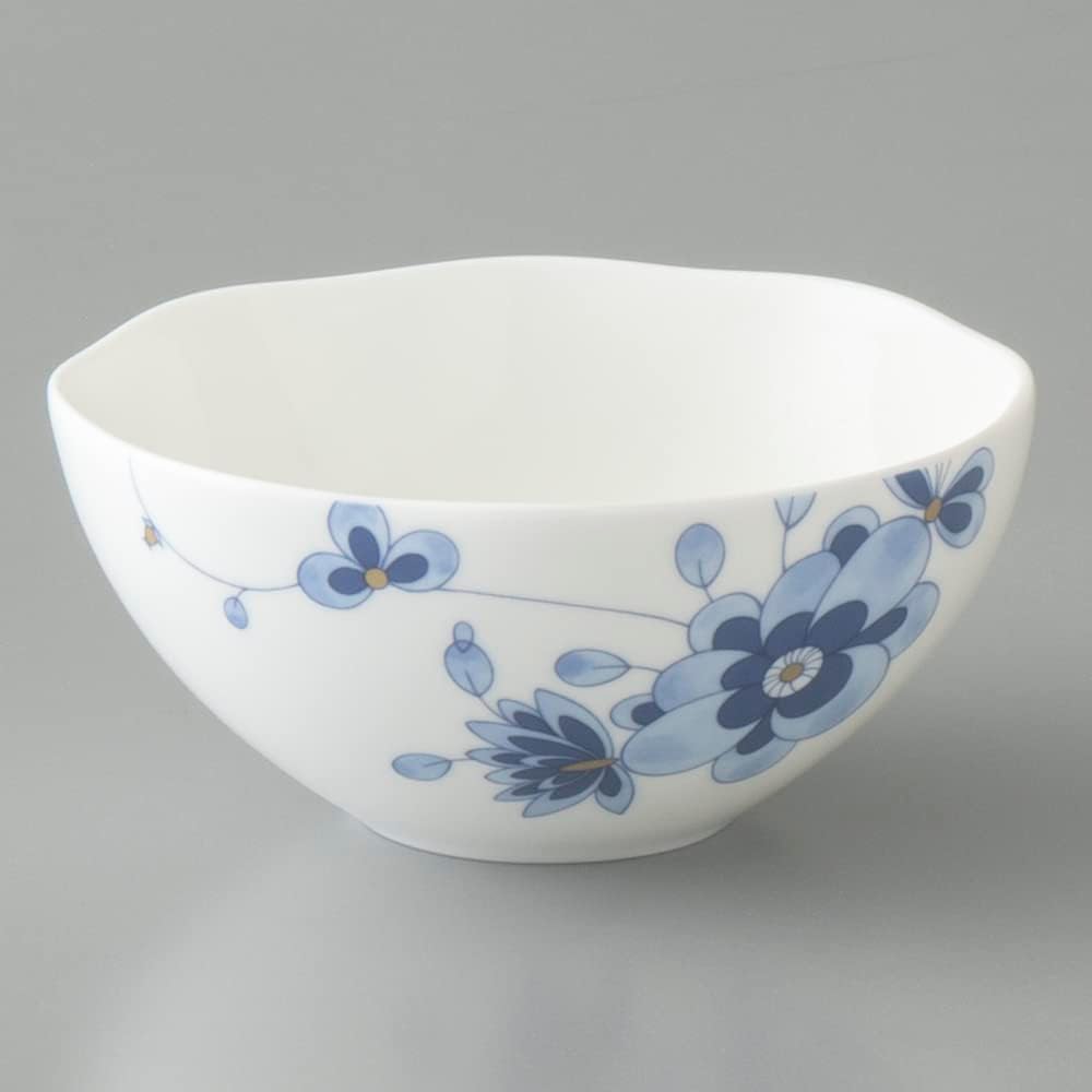 NARUMI Bowl Plate Set Milano Duo 11cm Blue Plum Blossom Chintz Style Wedding Gift Microwave Warming Dishwasher Safe Gift Box Included 52442-23174