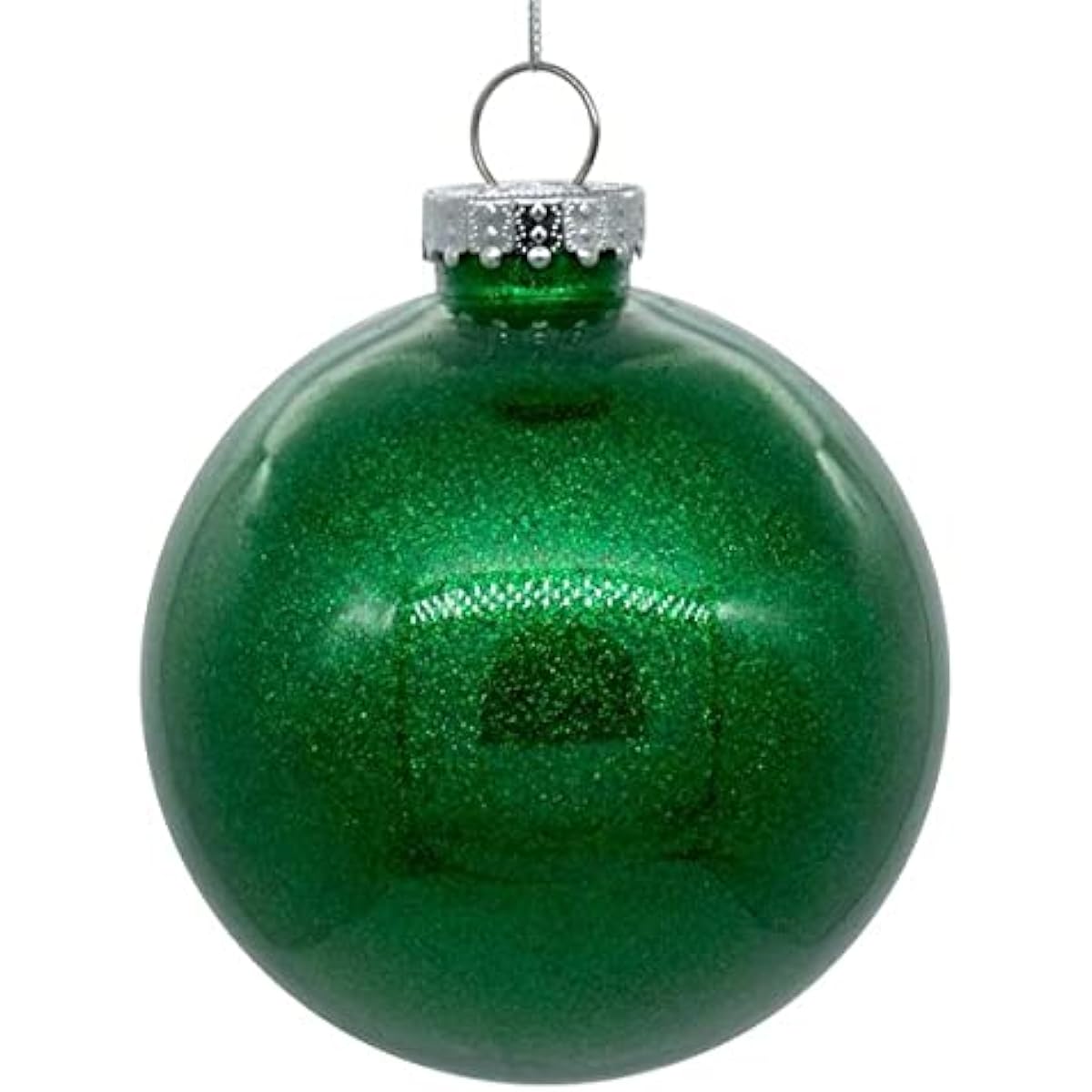 Vickerman 4" Clear Ball Christmas Ornament with Green Glitter Interior
