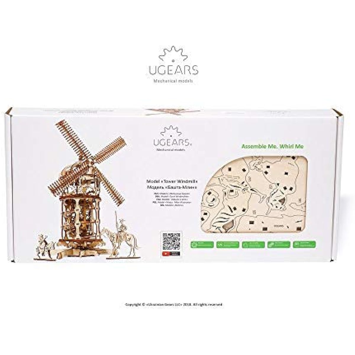 UGEARS Wooden 3D Model Tower Windmill Mechanical 3D Puzzle Assembly Gift Set Assembly Required