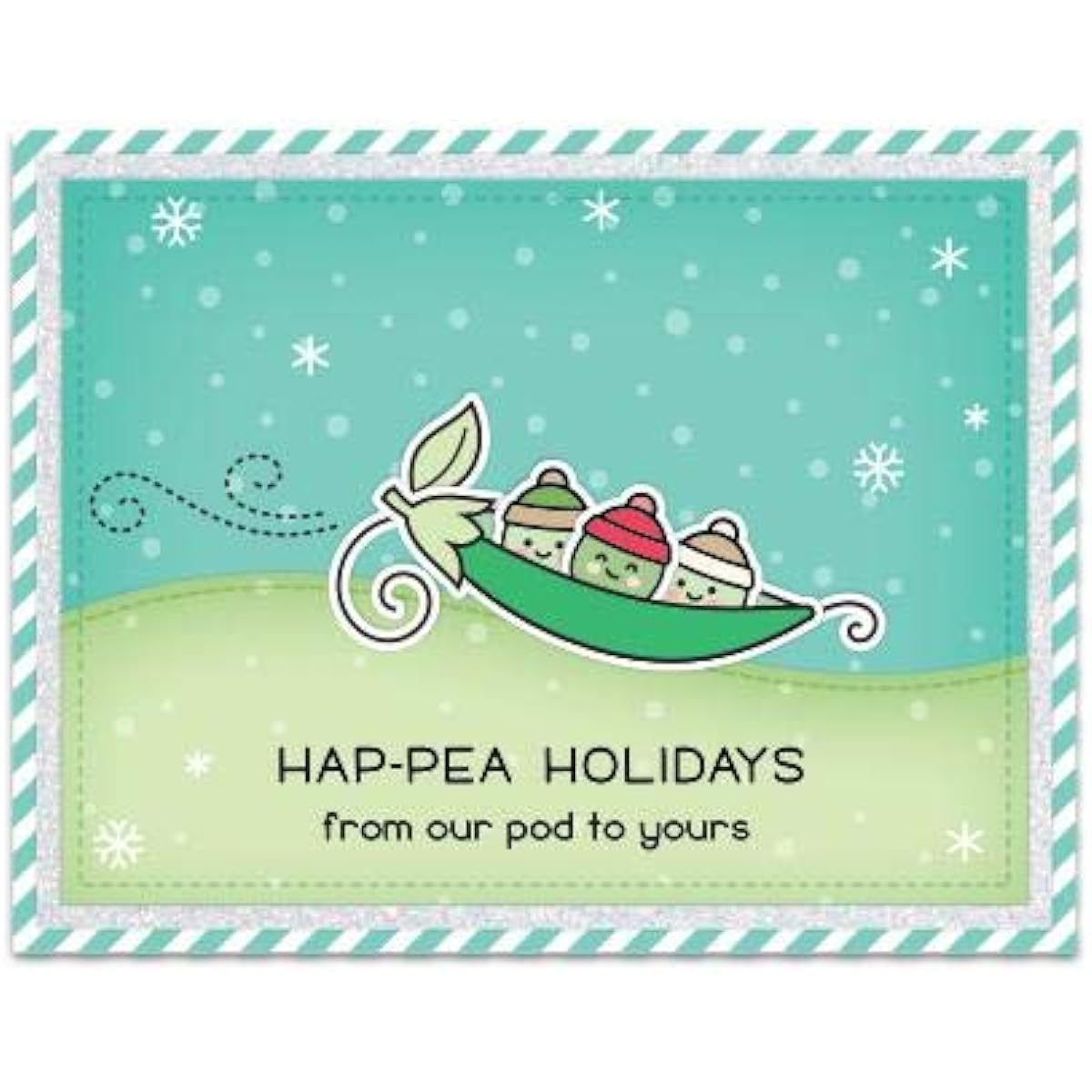Lawn Fawn Peas on Earth 3x4 Clear Stamp Set and Coordinating Dice (LF2421 LF2422) Set of 2