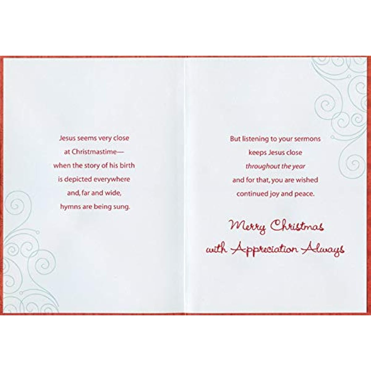 Designer Greetings Four Green and Red Candles: Red, White and Green Floral Religious Christmas Card for Priest