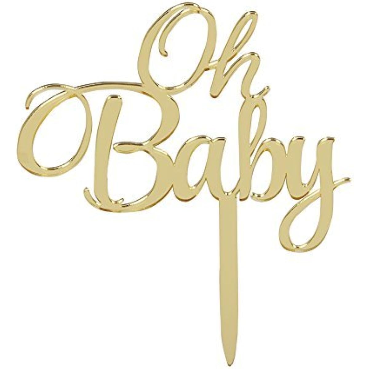 Lovely BITON Mirror Gold Oh Baby Cake Topper Banner for Party Baby Birthday