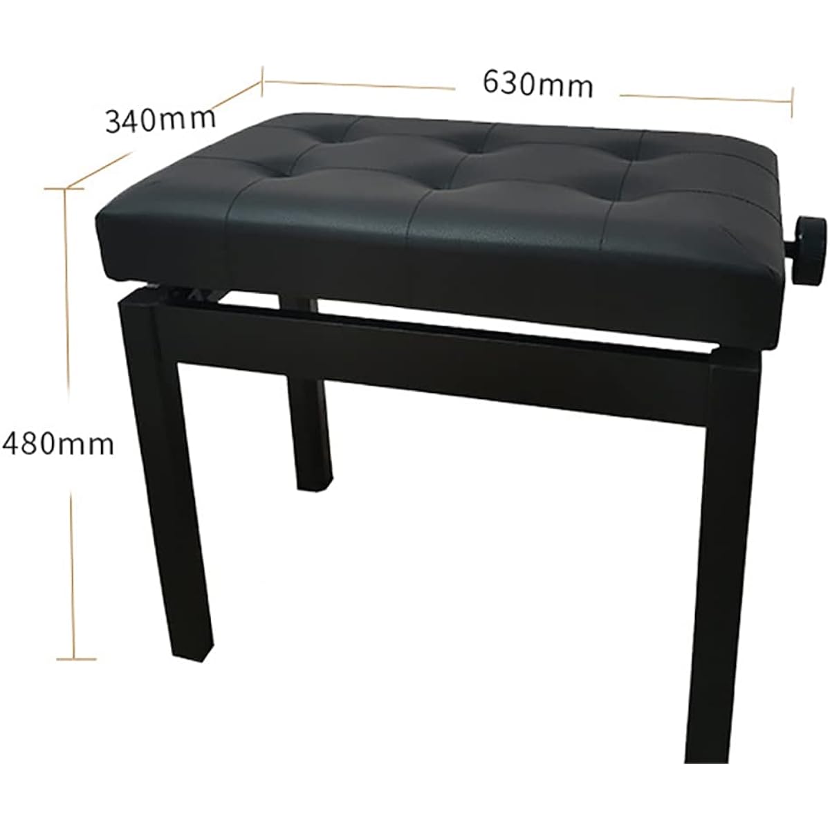Adjustable piano bench, PE leather with high density sponge pad, waterproof padded xylophone bench, height 460-560mm adjustable, for single person, dresser, concert, piano top