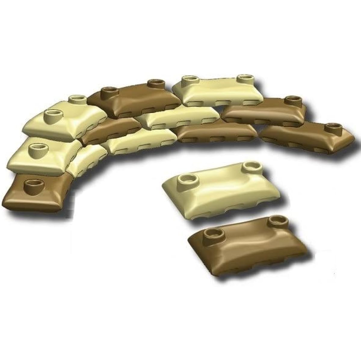 Custom Tan and Dark Tan Army Sandbags Designed for Toy Brick Minifigures