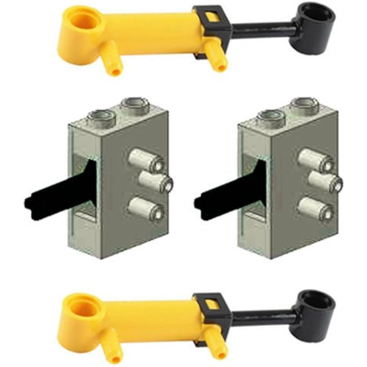 LEGO 4 pcs Technic NEW PNEUMATIC LOT of 2 Mini Piston 32mm Cylinders AND 2 Old Grey Air Valve Switch