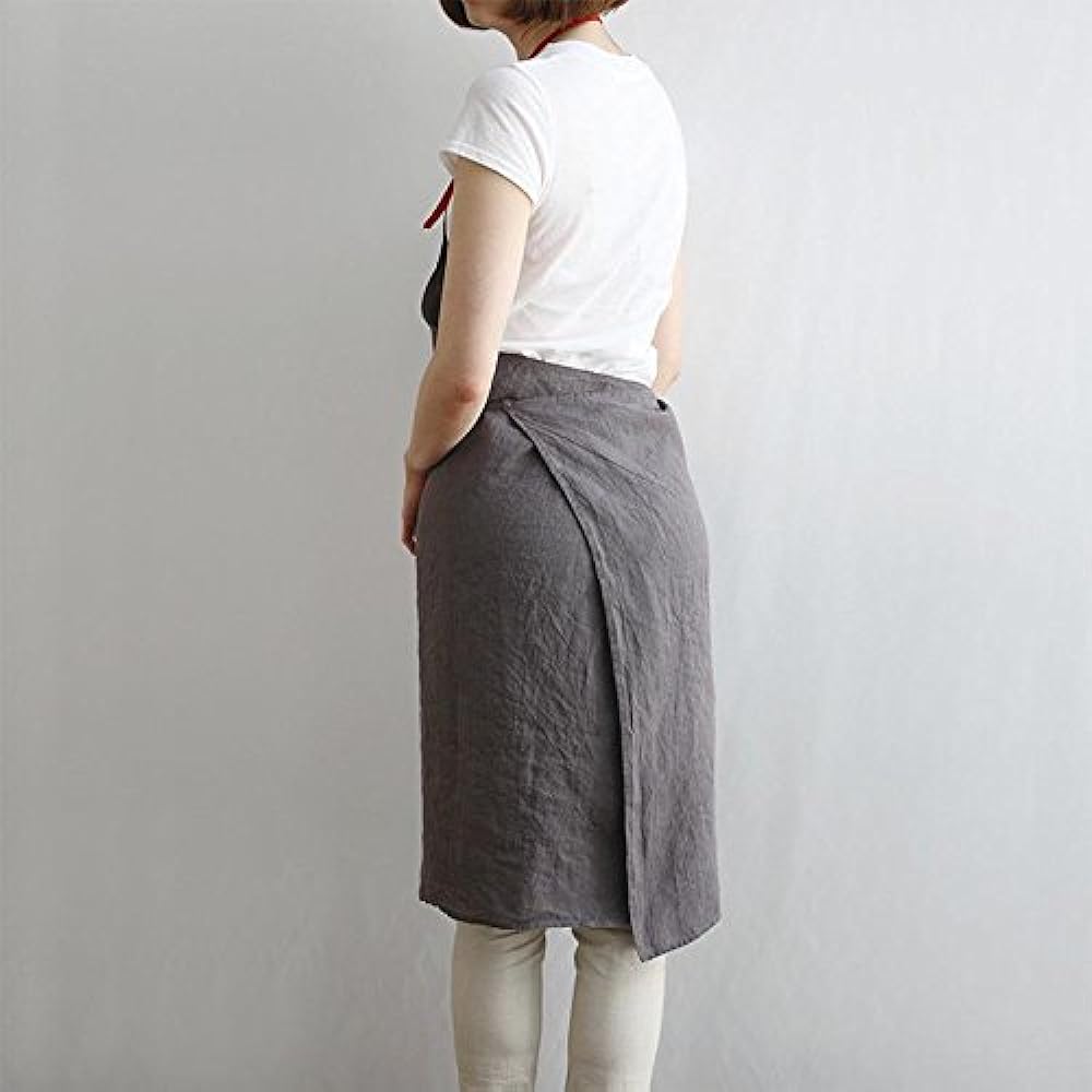 Lino e Lina Full Apron Mira Poivre Red A204 Apron Cute Simple Natural Apron Linen