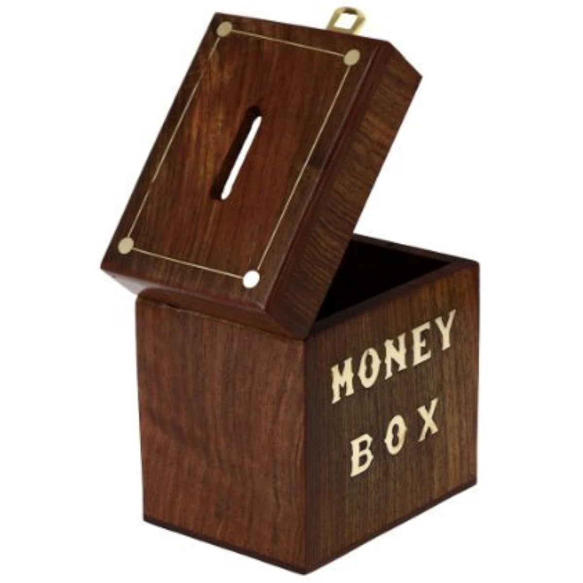 Handcrafted Wooden Piggy Bank Safe Money Box for Girls Boys Adults 3x4x4.25 Inches