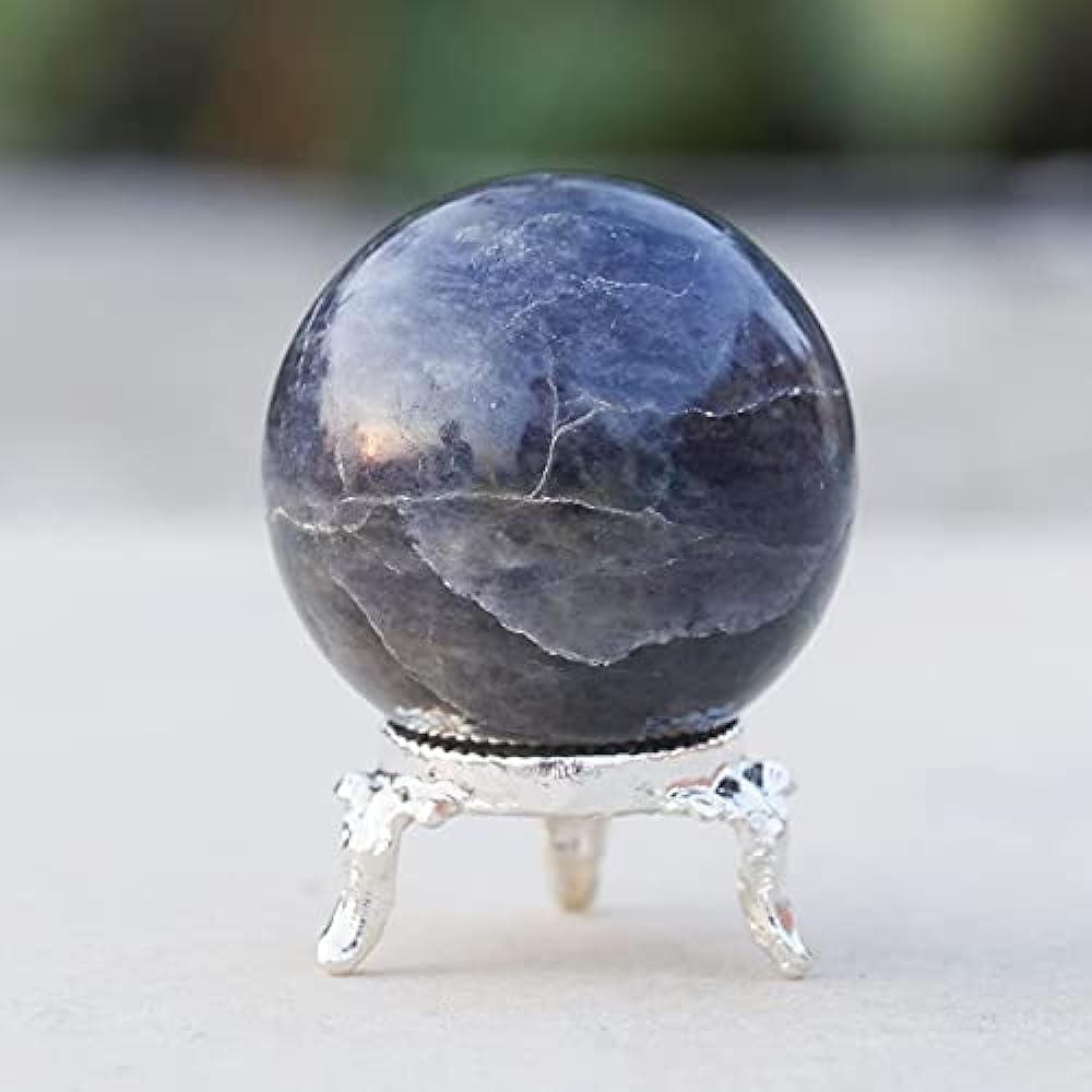 Crocon Iolite Gemstone Crystal Sphere Ball | Feng Shui | Reiki Healing | Aura Cleansing | Spiritual | Lucky Charm | Home & Office Decorative Gift | Size: 40-50mm