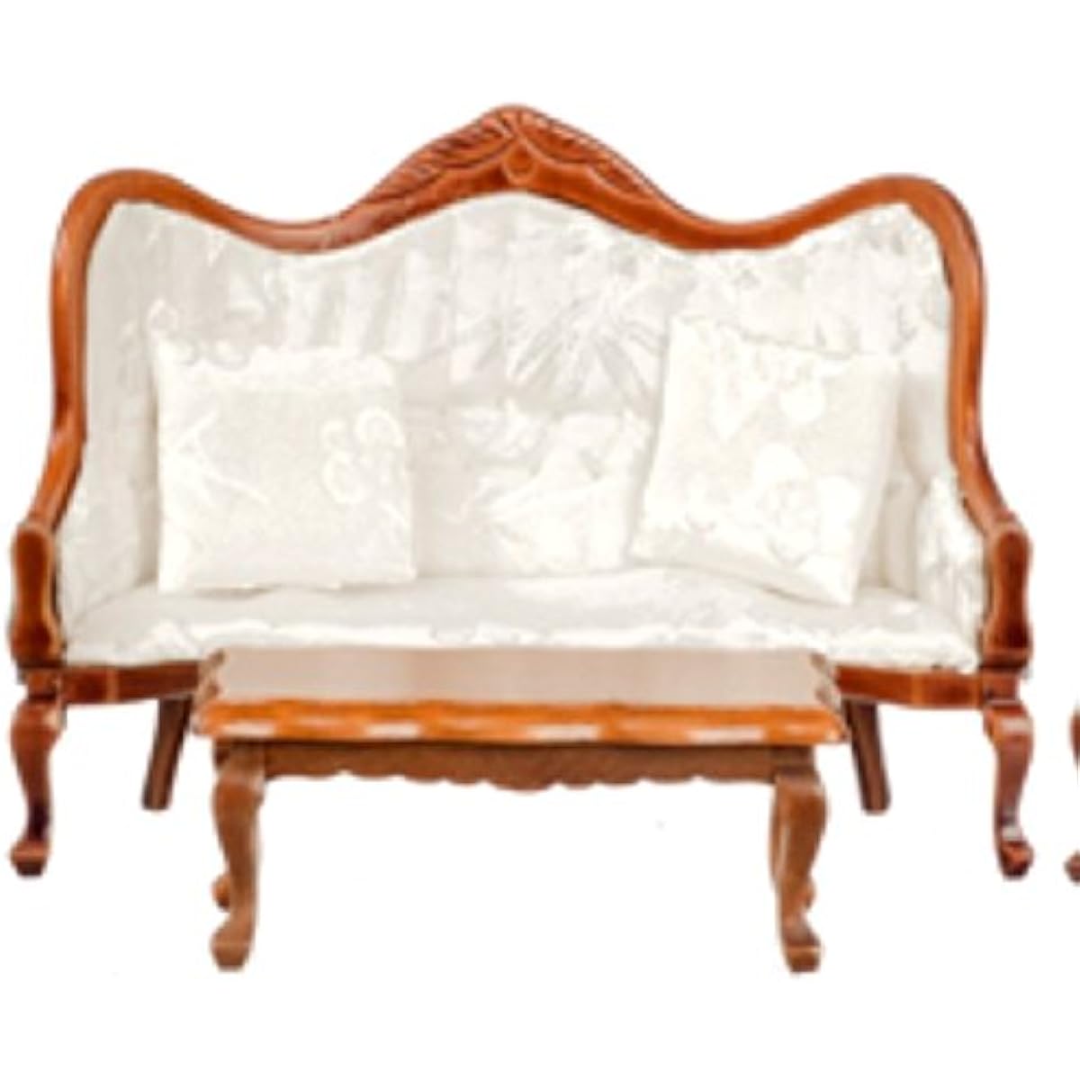 Melody Jane Victorian Dolls House Miniature White Living Room Furniture Set Walnut Sofa